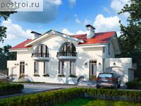 C-190-1P проект одноэтажного коттеджа из пенобетона с мансардой и гаражом размером 7 на 20 