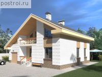 C-194-1K проект двухэтажного коттеджа из кирпича с гаражом размером 13 на 11 