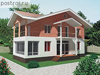 C-195-1P проект двухэтажного коттеджа из пенобетона размером 9 на 13 