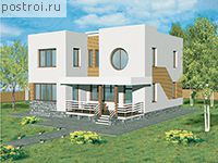 C-196-1P проект двухэтажного коттеджа из пенобетона размером 11 на 11 