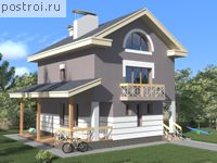 C-203-1P проект двухэтажного дома из пенобетона с мансардой размером 10 на 8 
