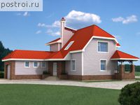 C-222-1P проект двухэтажного коттеджа из газобетона с гаражом размером 13 на 20 