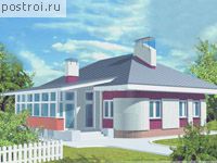 C-239-1K проект одноэтажного дома из кирпича с мансардой размером 11 на 16 