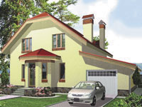 C-241-1P проект двухэтажного дома из газобетона с гаражом размером 11 на 9 