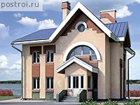 C-253-1P проект двухэтажного коттеджа из пеноблоков с мансардой размером 11 на 11 