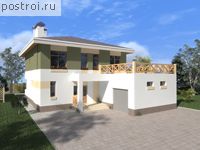 C-255-1P проект двухэтажного коттеджа из пеноблоков с гаражом размером 17 на 13 