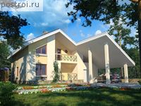 C-259-1P проект одноэтажного коттеджа из пеноблоков с мансардой и гаражом размером 14 на 32 