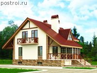 C-274-1K проект двухэтажного дома из кирпича с цоколем и мансардой и гаражом размером 9 на 11