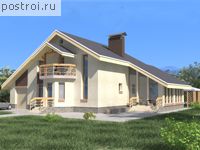 C-350-1K проект двухэтажного дома из кирпича с цоколем и гаражом размером 19 на 15 