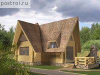 D-070-1D проект одноэтажного деревянного дома из бревна с мансардой размером 9 на 9 