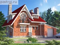 D-108-1P проект двухэтажного коттеджа из пенобетона с гаражом размером 9 на 13 