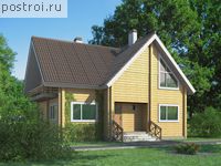 D-152-1D проект одноэтажного деревянного коттеджа из бруса с мансардой размером 10 на 11 