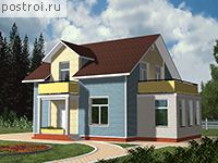 D-156-1P проект одноэтажного коттеджа из пеноблоков с мансардой размером 9 на 9 