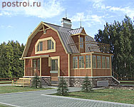 D-172-1D проект двухэтажного деревянного дома с цоколем и мансардой и гаражом размером 9 на 4 