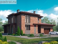 D-206-1P проект двухэтажного дома из пенобетона с гаражом размером 17 на 12