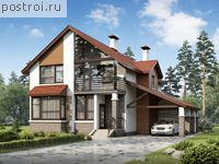 D-219-1P проект двухэтажного дома из пенобетона с гаражом размером 17 на 15