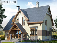 D-253-1P проект двухэтажного дома из газобетона с гаражом размером 13 на 13 