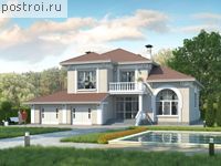 D-313-1P проект двухэтажного дома из пенобетона с гаражом размером 17 на 17 