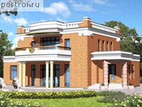 D-320-1P проект двухэтажного дома из пенобетона с гаражом размером 21 на 21 