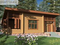 E-090-1D проект одноэтажной деревянной бани из бруса размером 12 на 14 