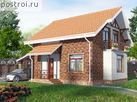 E-115-1P проект одноэтажного коттеджа из пенобетона с мансардой и гаражом размером 11 на 14 