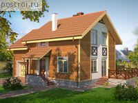 E-125-1P проект двухэтажного коттеджа из газобетона с гаражом размером 10 на 14 