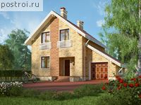 E-145-2P проект двухэтажного дома из газобетона с гаражом размером 12 на 14 