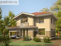 E-167-1P проект двухэтажного дома из пеноблоков с гаражом размером 15 на 14 