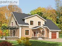 E-205-1K проект двухэтажного дома из кирпича с гаражом размером 13 на 20 