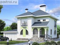 E-223-1P проект двухэтажного коттеджа из газобетона с гаражом размером 11 на 16 