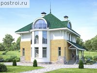 E-232-1P проект двухэтажного дома из газобетона с мансардой размером 12 на 13 