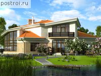 E-250-1P проект двухэтажного коттеджа из пеноблоков с гаражом размером 19 на 21 