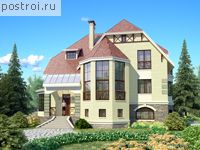 E-374-1K проект двухэтажного дома из кирпича с цоколем размером 16 на 16