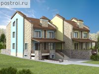 E-400-1K проект трехэтажного дома из кирпича с цоколем и мансардой и гаражом размером 17 на 10 