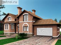 E-443-1K проект двухэтажного дома из кирпича с цоколем и мансардой и гаражом размером 12 на 19 