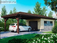 F-031-1K проект одноэтажного гаража из кирпича размером 13 на 4