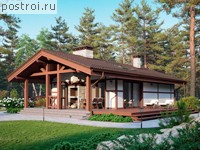 F-075-1P проект одноэтажной бани из пеноблока размером 8 на 14