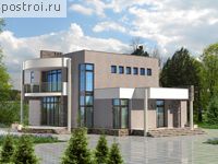 F-254-3P проект двухэтажного коттеджа из пеноблоков с гаражом размером 15 на 16 