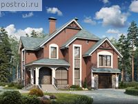 F-258-1P проект двухэтажного коттеджа из пеноблоков с гаражом размером 18 на 12