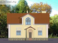 F-314-1K проект двухэтажного дома из кирпича с цоколем и мансардой размером 13 на 13