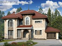 F-347-1P проект двухэтажного дома из пенобетона с мансардой и гаражом размером 14 на 16 