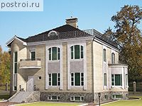 F-378-1K проект двухэтажного дома из кирпича с цоколем размером 12 на 12