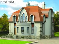 F-387-1K проект двухэтажного дома из кирпича с цоколем и гаражом размером 11 на 13