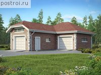 G-078-1P проект одноэтажного гаража из пеноблока размером 14 на 9 