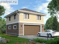 G-089-1P проект двухэтажного гаража из пеноблока размером 9 на 7 