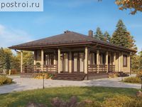 G-098-2D проект одноэтажного деревянного коттеджа из бруса размером 9 на 12 