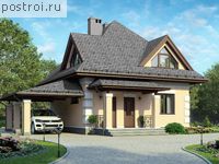 G-116-1P проект одноэтажного коттеджа из пенобетона с мансардой и гаражом размером 10 на 9