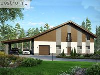 G-159-1K проект двухэтажного коттеджа из кирпича с подвалом и мансардой и гаражом размером 7 на 23 