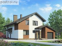 G-166-1P проект двухэтажного дома из пеноблоков с гаражом размером 11 на 9 