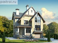 G-209-1K проект двухэтажного дома из кирпича с цоколем и гаражом размером 11 на 10 